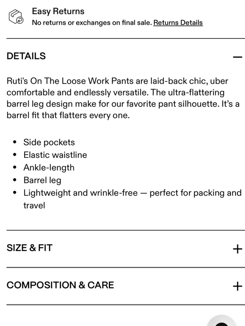 NWT Ruti Black On The Loose  Work Pant - Picture 9 of 11